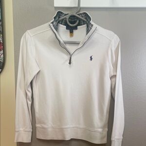 Ralph Lauren White Pullover with Green Plaid Collar boys M